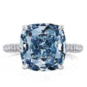 classic engagement rings - Italo Blue Topaz Ring Hidden Halo Cushion Cut Engagement Ring, Italo jewelry - Online Catalog