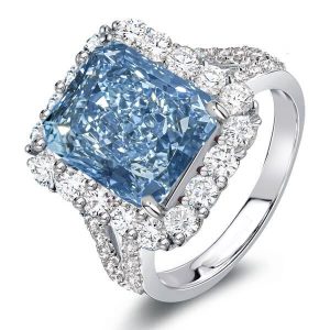 halo engagement rings - Split Shank Halo Radiant Cut Blue Topaz Engagement Ring, Italo jewelry - Online Catalog