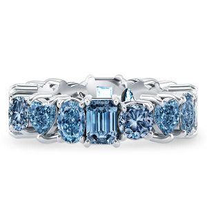 eternity band - Italo Unique Multi Cut Blue Topaz Eternity Wedding Band, Italo jewelry - Online Catalog