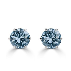 earrings - Italo Round Cut Blue Sapphire Stud Earrings For Women, Italo jewelry - Online Catalog