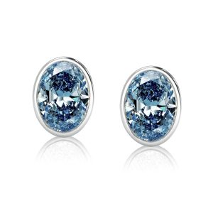 earrings - Bezel Oval Cut Blue Topaz Stud Earrings For Women, Italo jewelry - Online Catalog
