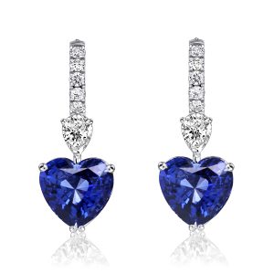 earrings - Italo Created Sapphire Earrings For Women Heart Cut Drop Earrings, Italo jewelry - Online Catalog