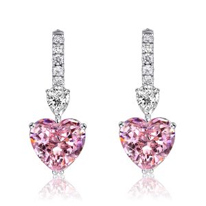 earrings - Heart & Pear Cut Pink Sapphire Drop Earrings For Women, Italo jewelry - Online Catalog