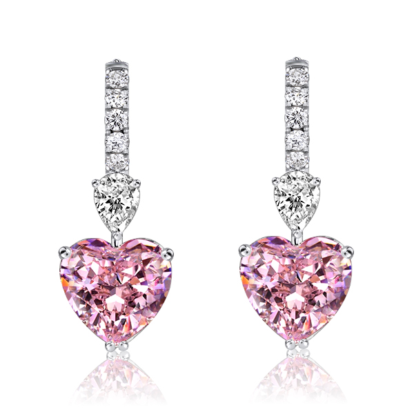 earrings - Heart & Pear Cut Pink Sapphire Drop Earrings For Women, Italo jewelry - Online Catalog
