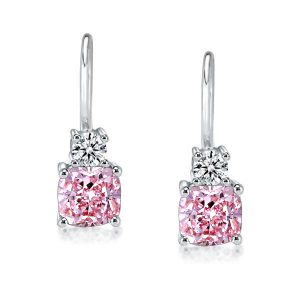 Earrings - Italo Classic Cushion Cut Pink Sapphire Drop Earrings, Apparel & Accessories, Italo jewelry - Online Catalog