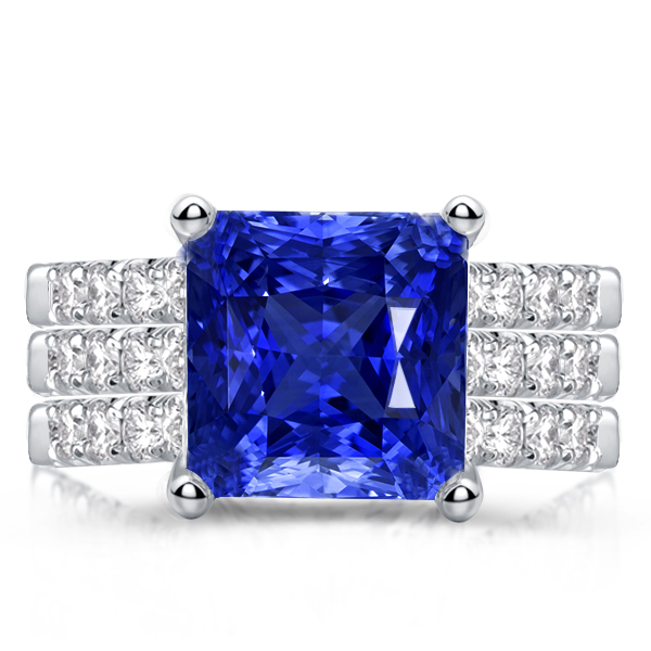 3pc wedding sets - Italo Classic Princess Cut Blue Sapphire 3PC Wedding Set, Italo jewelry - Online Catalog