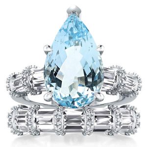 bridal sets - Unique Pear Cut Aquamarine Engagement Rings Set, Italo jewelry - Online Catalog