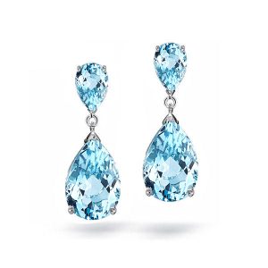 earrings - Aquamarine Pear Cut Sterling Silver Drop Earrings For Women, Italo jewelry - Online Catalog