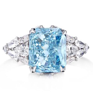 unique engagement rings - Aquamarine Ring 3 Stone Ring Radiant Cut Unique Engagement Ring, Italo jewelry - Online Catalog