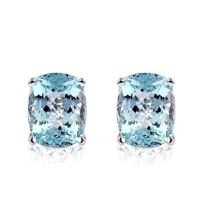 earrings - Classic Cushion Cut Aquamarine Stud Earrings For Women, Italo jewelry - Online Catalog