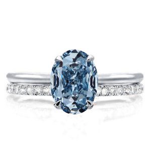 bridal sets - Oval Cut Blue Topaz Solitaire Engagement Ring Set, Italo jewelry - Online Catalog