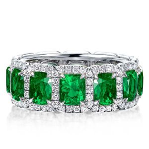 Eternity band - Italo Cushion Cut Eternity Wedding Band Emerald Wedding Ring, Apparel & Accessories, Italo jewelry - Online Catalog