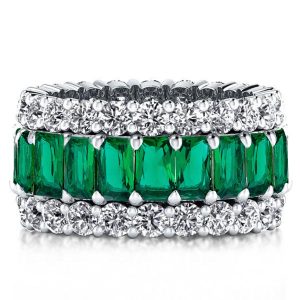 Eternity band - Triple Row Radiant Cut Emerald Wedding Band For Women, Italo jewelry - Online Catalog
