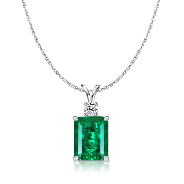 Necklaces - Italo Emerald Cut Emerald Green Pendant Necklace For Women, Apparel & Accessories, Italo jewelry - Online Catalog