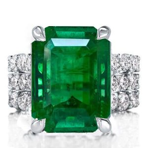 3pc wedding sets - Emerald Cut Emerald Green Engagement Ring Set 3PC Wedding Set, Italo jewelry - Online Catalog