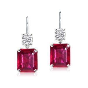 earrings - Ruby Earrings Emerald Cut Drop Earrings For Women, Italo jewelry - Online Catalog
