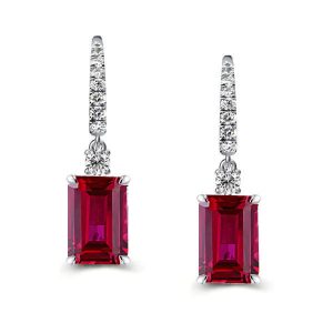 Earrings - Italo Emerald Cut Drop Earrings Ruby Earrings For Women, Apparel & Accessories, Italo jewelry - Online Catalog