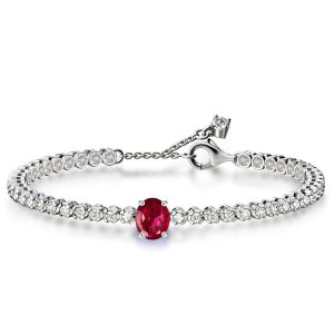 Bracelets - Oval & Round Cut Ruby Tennis Bracelet For Women, Apparel & Accessories, Italo jewelry - Online Catalog