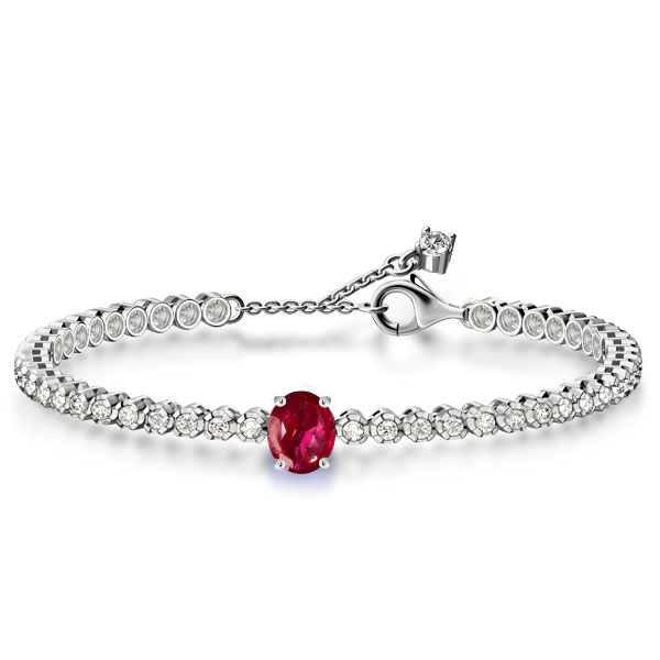 bracelets - Oval & Round Cut Ruby Tennis Bracelet For Women, Italo jewelry - Online Catalog