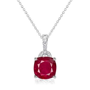 Necklaces - Italo Cushion Ruby Pendant Necklace For Women, Apparel & Accessories, Italo jewelry - Online Catalog