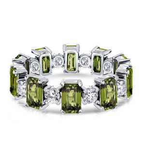Eternity band - Alternating Emerald & Round Peridot Wedding Band For Women, Apparel & Accessories, Italo jewelry - Online Catalog