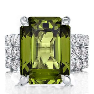 3pc wedding sets - Emerald Cut Peridot Engagement Ring Set 3PC Wedding Set, Italo jewelry - Online Catalog