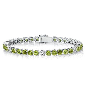 Bracelets - 3 Prong Round Cut Peridot Tennis Bracelet For Women, Apparel & Accessories, Italo jewelry - Online Catalog