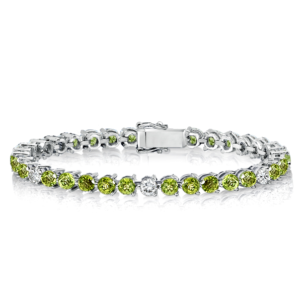 Bracelets - 3 Prong Round Cut Peridot Tennis Bracelet For Women, Apparel & Accessories, Italo jewelry - Online Catalog