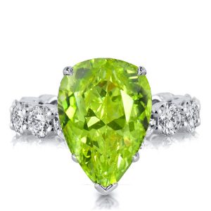 unique engagement rings - Italo Peridot Ring Pear Shaped Engagement Ring Unique Cocktail Ring, Italo jewelry - Online Catalog