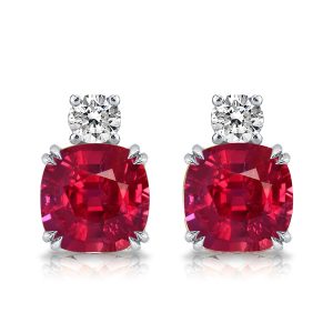 Earrings - Cushion Cut Ruby Sapphire Stud Earrings For Women, Apparel & Accessories, Italo jewelry - Online Catalog