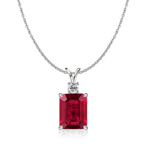 necklaces - Italo Emerald Cut Emerald Ruby Pendant Necklace For Women, Italo jewelry - Online Catalog
