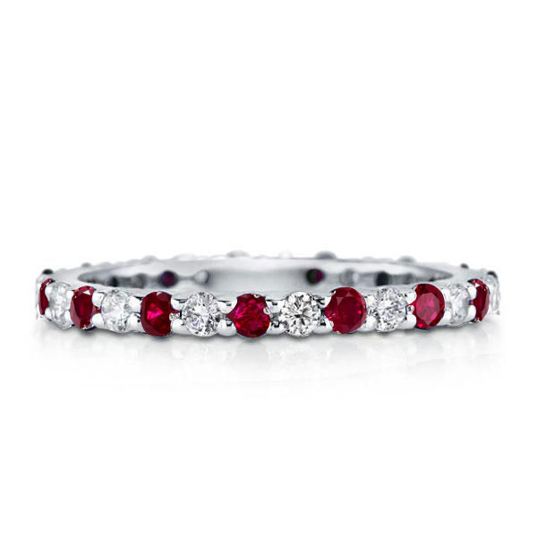 eternity band - Italo White & Ruby Sapphire Eternity Wedding Band For Women, Italo jewelry - Online Catalog