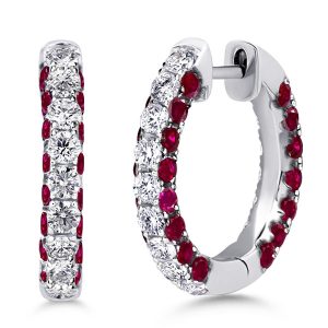 earrings - 3-Sided Round Ruby Hoop Earrings For Women Silver Earrings, Italo jewelry - Online Catalog