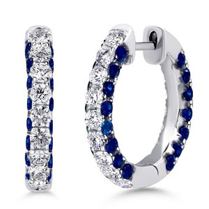 earrings - 3-Sided Round Blue Hoop Earrings For Women Silver Earrings, Italo jewelry - Online Catalog