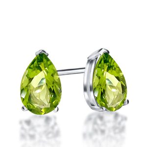 Earrings - Italo Peridot Pear Cut Stud Earrings For Women Silver Earrings, Apparel & Accessories, Italo jewelry - Online Catalog