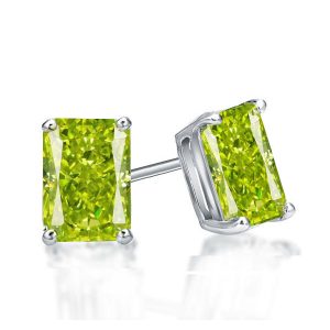 Earrings - Italo Peridot Radiant Stud Earrings For Women Silver Earrings, Apparel & Accessories, Italo jewelry - Online Catalog