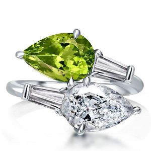 unique engagement rings - Italo Peridot Pear Cut Twin Stone Ring Unique Engagement Ring, Italo jewelry - Online Catalog