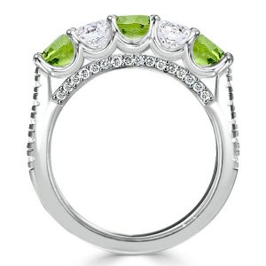 anniversary band - Italo Peridot & White Round Half Eternity Wedding Band For Women, Italo jewelry - Online Catalog