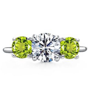 Classic engagement Rings - Italo Peridot Round Cut Three Stone Engagement Ring For Women, Italo jewelry - Online Catalog