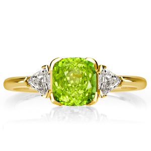 three stone engagement rings - Italo Peridot Sapphire Cushion Cut Three Stone Engagement Ring, Italo jewelry - Online Catalog