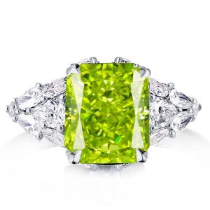 classic engagement rings - Italo Peridot Radiant Cut Ring Engagement Ring For Women, Italo jewelry - Online Catalog