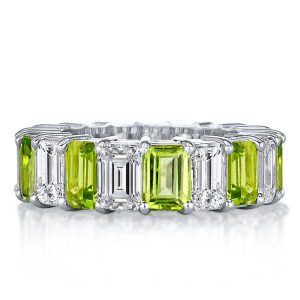 Eternity band - Italo Peridot & White Emerald Cut Eternity Wedding Band Ring, Apparel & Accessories, Italo jewelry - Online Catalog