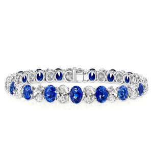 Bracelets - Italo Classic Blue Sapphire Oval Cut Tennis Bracelet For Women, Apparel & Accessories, Italo jewelry - Online Catalog