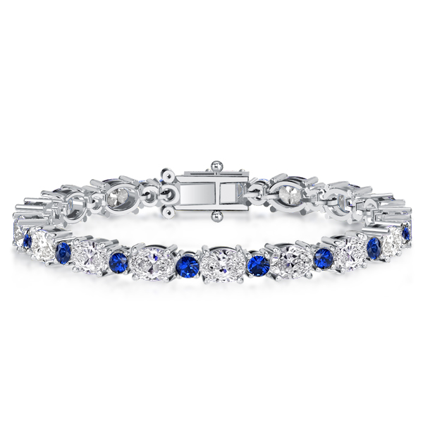 Bracelets - Oval & Round Cut Blue Sapphire Tennis Bracelet For Women, Apparel & Accessories, Italo jewelry - Online Catalog