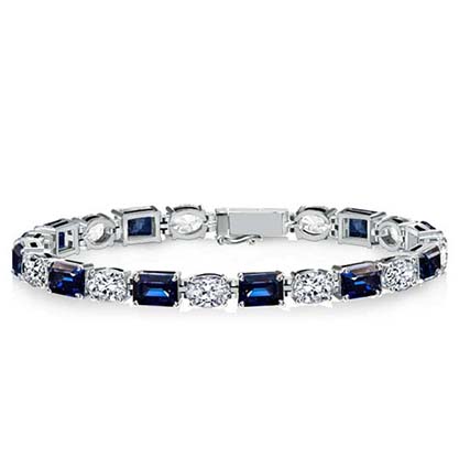 bracelets - Italo Alternating Blue & White Emerald Cut Tennis Bracelet, Italo jewelry - Online Catalog