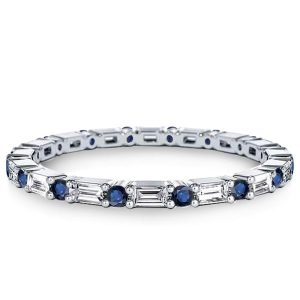 Eternity band - Italo Blue & White Baguette Eternity Wedding Band For Women, Apparel & Accessories, Italo jewelry - Online Catalog