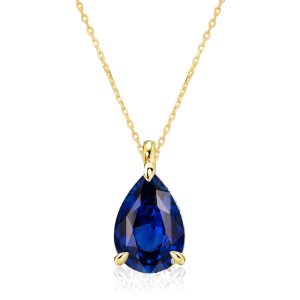 necklaces - Italo Classic Blue Pear Cut Solitaire Pendant Necklace For Women, Italo jewelry - Online Catalog