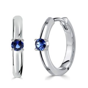 Earrings - Italo Classic Blue Single Round Huggie Hoop Earrings For Women, Apparel & Accessories, Italo jewelry - Online Catalog