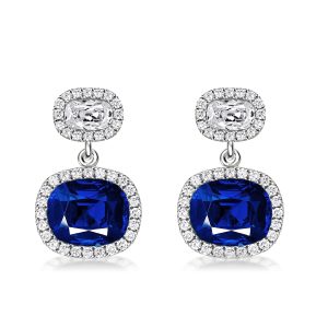 Earrings - Italo Blue Cushion Cut Drop Earrings For Women Sliver Earrings, Apparel & Accessories, Italo jewelry - Online Catalog