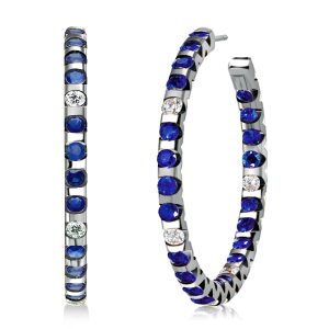 Earrings - Italo In Out Blue Round Hoop Earrings For Women Sliver Earrings, Apparel & Accessories, Italo jewelry - Online Catalog